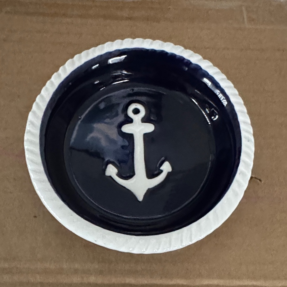 Navy Anchor Ceramic trinket plate